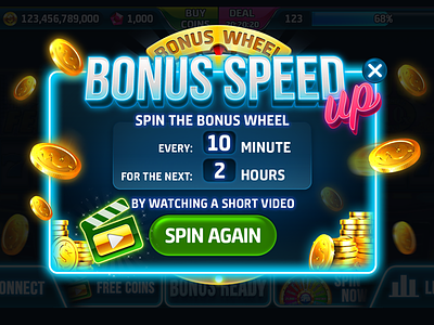 Bonus Speed ads art bonus casino coin design game popup slots tittle ui wheel