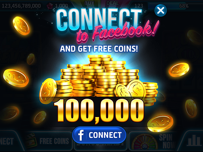 Connect ads casino coins design facebook fb game popup slots tittle ui