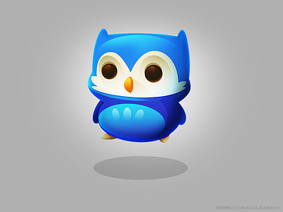 Owl birg blue character design game icon owl screen ui