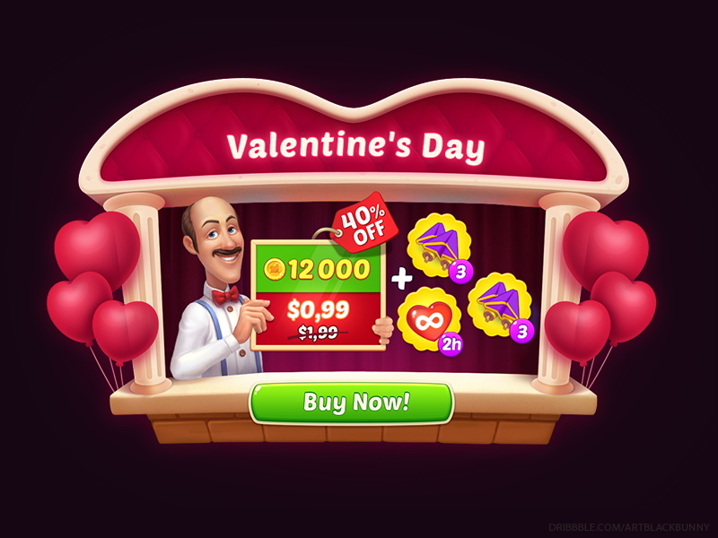 Window decoration column offer icon balloon heart wood button window game ui