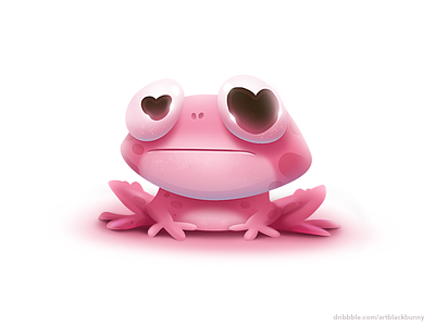 Happy Valentine's Day -_- character art frog game graphic design heart icon illustration pink smile sticker