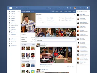 Concept VK.com clean flat interface redesign social ui ux vk vkontakte web website
