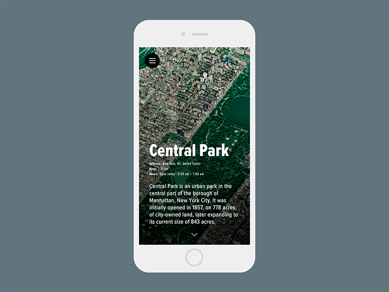 Day 014 - Central Park app app central ios map menu park ui ux