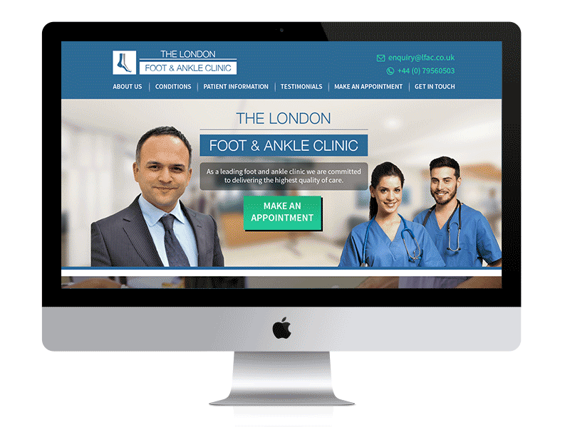 LFAC Website Design Process_desktop foot clinic graphic design medical website orthopaedic responsive design ux design web design