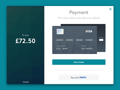 Payment Popup credit card interface design order payment paypal place order ui web web payment