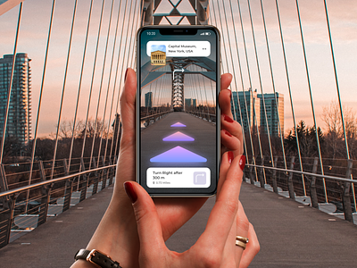 Augmented Reality (AR) Navigation Mobile Design 3d navigation app ar ar navigation augmented reality design maps mockup modern design modern ui navigation technology travel ui user interface ux