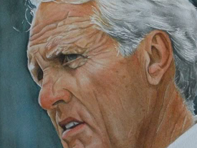 Bill Walsh (Watercolour 2010) 49ers bill walsh football nfl painting portrait watercolour
