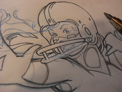 2013 Football Pin Up Girl football illustration pin up process retro sketch