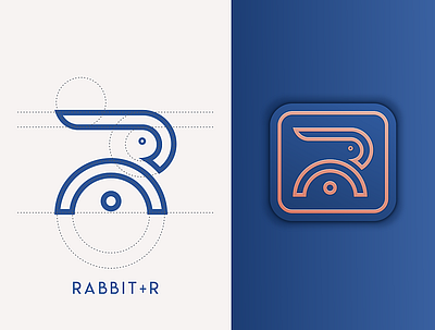 Rabbit+R branding character design for sale icon illustration illustrator logo rabbit vector