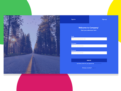Daily UI challenge 001 - sign up 100 daily ui blue challenge daily 100 daily 100 challenge first log in sign up sign up form sign up page ui