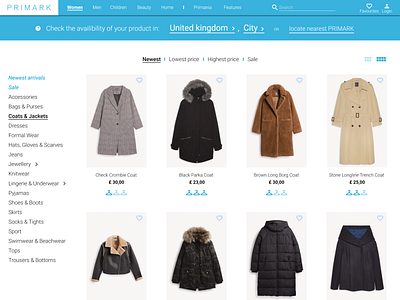 Primark redesign - Women blue clothes clothes shop coats jackets primark redesign white