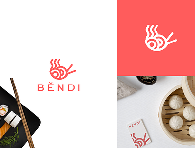 ''Bendi'' Asian Restaurant art asia asian restaurant beautiful branding colors cuisine design flat food health konochiwa lineart logo logo design modern noodles restaurant sushi vector