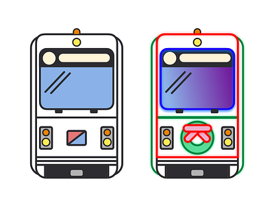 City Trolley & Holiday Trolley cubie cute flat illustration philadelphia septa train transit