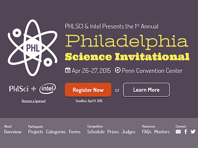 Philadelphia Science Invitational Website Header atom brand branding flat identity logo philadelphia science vector web design