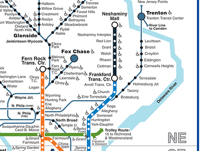SEPTA Map with Boulevard Direct line (Late 2018) illustration philadelphia transit vector