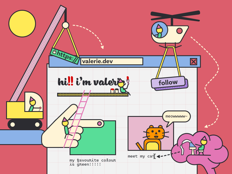 our (s)elves, building a website together!! vector cublic design flat illustration
