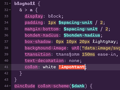Fuchsia Hex Syntax Theme: Sass code editor glitch.com purple sass syntax theme theme