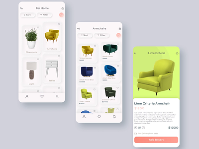 UI design for furniture shop app figma figmadesign principle uidesign ux uxui