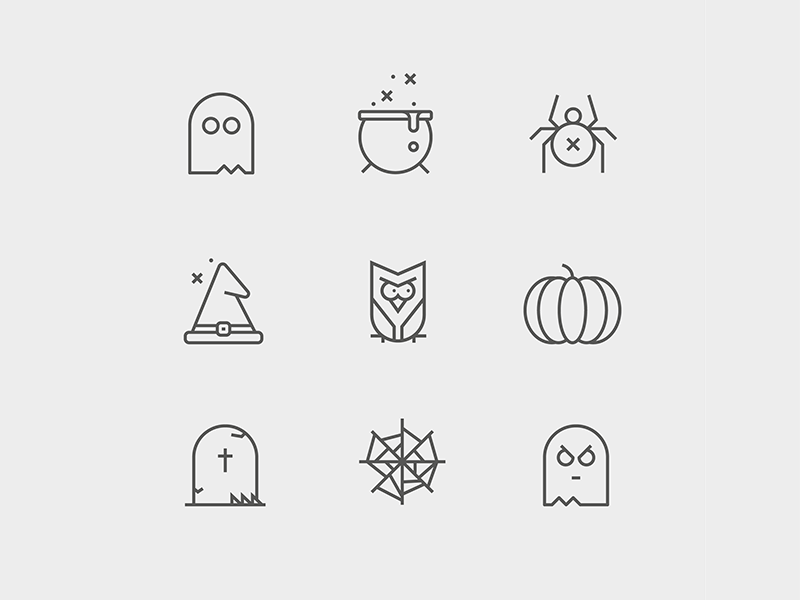 Scary halloween party funny ghost halloween horror icon icon designer icons illustration line logo logo design minimal net owl pumpkin scary simple spider spooky