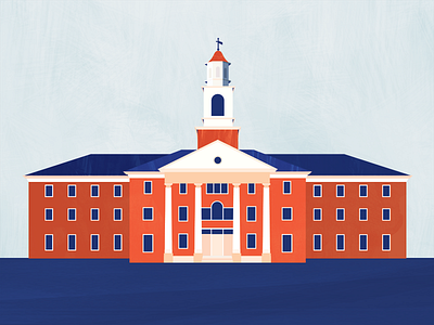 Boyce library editorial illustration retro seminary southern seminary texture two color vintage