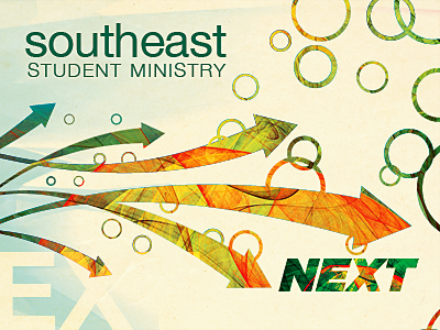 Next student newsletter graphic arrows church circles color design gotham helvetica neue motion progress youth ministry