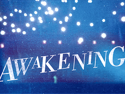 Awakening abstract blue bodoni bokeh church dim light student ministry texture