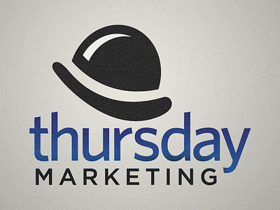 Thursday Marketing logo black blue bowler hat brand company hat icon logo mark marketing simple two color