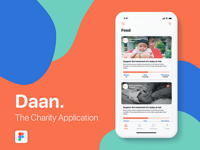 Daan - The Charity Application app application application ui charity donate donation figma give interaction interface ios orange product product design uiux user experience ux