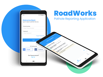 RoadWorks - Complaints Application android app application casestudy citizen complaint government interaction interface maintenance pixel pothole report road safety traffic ui ux ux design uxui