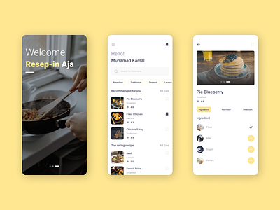 Resep-In App app appdesign design mobile app ui ux vector