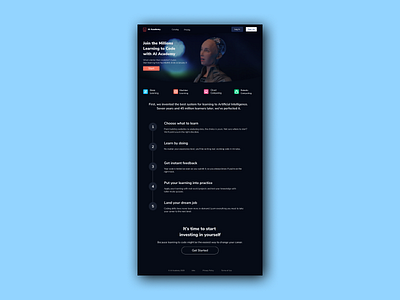 Dark Mode Website Academy app branding design illustration typography web