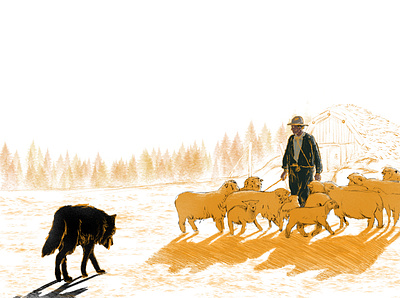 The Wolf and The Shepherd character concept art design goat illustration illustrator photo shepherd sketch wolf