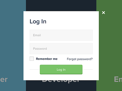 Login overlay - Connectd.io button connectd connected form green login overlay sign in