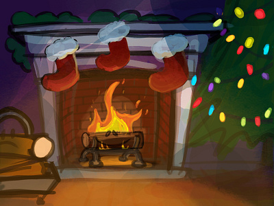 2014 Christmas Card Concept 2 christmas christmas tree concept fireplace holiday photoshop stockings yule log