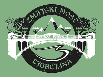 Zmajski Most - Dragon Bridge bridge design dragon green illustration ljubljana slovenia tshirt zmajski most