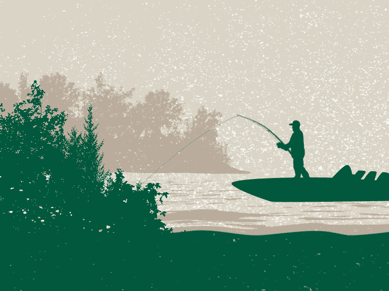 Bassmaster 2d bassmaster boat clientwork fish fisherman fishing rod gander mountain gif lake r24 silhouette