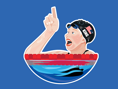 NO.1 Sticker illustration lilly king no.1 olympics playoff rio2016 sports sticker sticker mule swimming usa water
