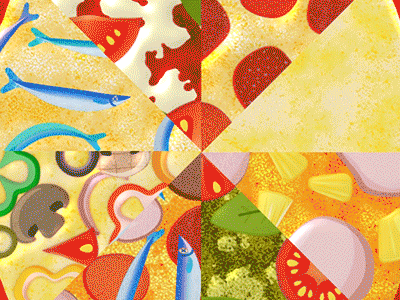 Kaleidoscope of Pizza 2d after effects animation illustration ingredients kaleidoscope loop loop de loop motion pizza