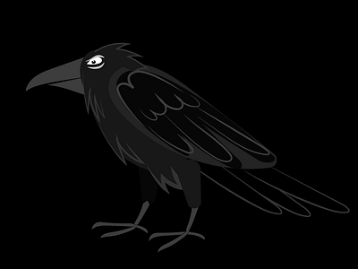 Raven bird bw frames of fear illustration raven