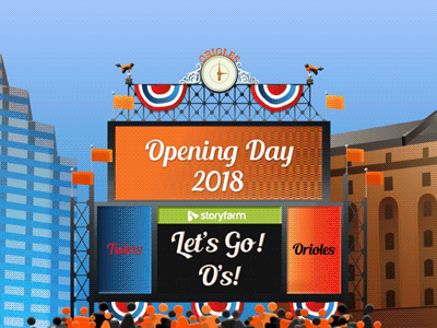 Opening Day 2d animation ballpark baltimore baseball camden yards gif illustration motion opening day orioles storyfarm