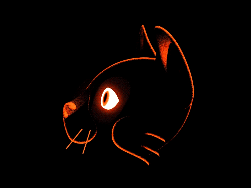 Cat Lighting 2d after effects black cat duik eyes gif halloween head rig head turn illustration lighting loop motion orange