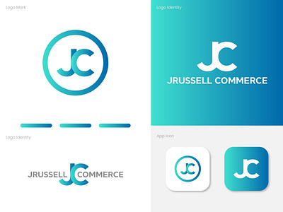 Jrussell Commerce Logo Design app branding business company creative design ecommerce gradient logo graphic design icon identity j c logo j c logo logo logo design modern small business store typography