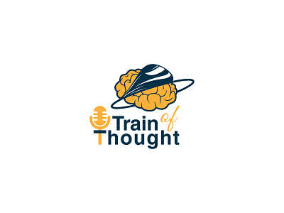 Train of Thought Podcast Logo Design brain branding creative design graphic design illustration logo logo design logodesign logotype mark minimal modern podcast podcast logo radio retro talk train logo typography