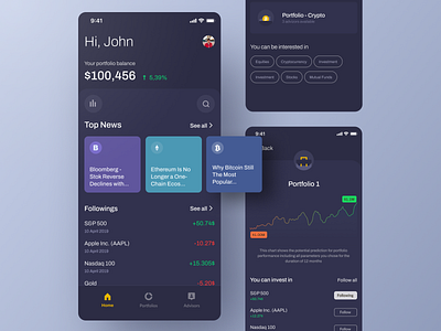 Personalised Investment Platform app banking branding cryptocurrency dark mode design fintech illustration investment light mode minimal mobile ui ux