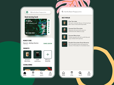 Starbucks app redesign app app design design minimal ui ux