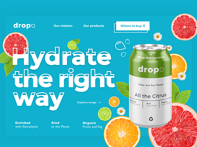 Concept for a new flavoured water design logo ui web website