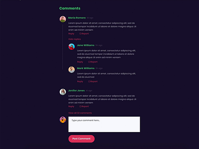 Comments Section Exploration dark mode design minimal ui ux web website