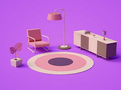 Minimal Interior design 3d 3danimation art direction c4d concept design game illustration iran isometric landingpage lowpoly modeling octane tehran