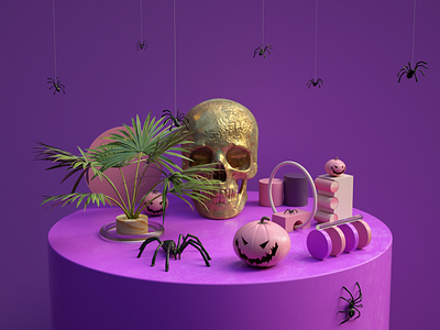 Happy Halloween 3d art direction c4d cinema4d concept design halloween illustration iran modeling octane skull spider tehran ui