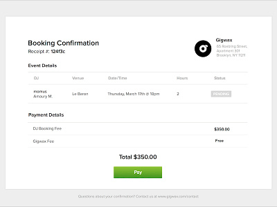 Booking Confirmation confirmation invoice payment product design ui ux